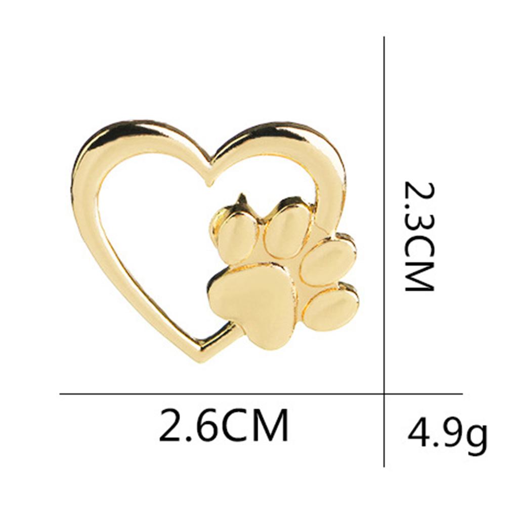2pcs Heart with Paw Badge Brooch Dripping Oil Paw Brooch Badge Pin for Jewelry Making Clothes Bags Supplies