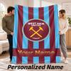 Custom Name West Ham United Flannel Throw Blanket Personalized Text Soft Blanket Bed Sofa Gift