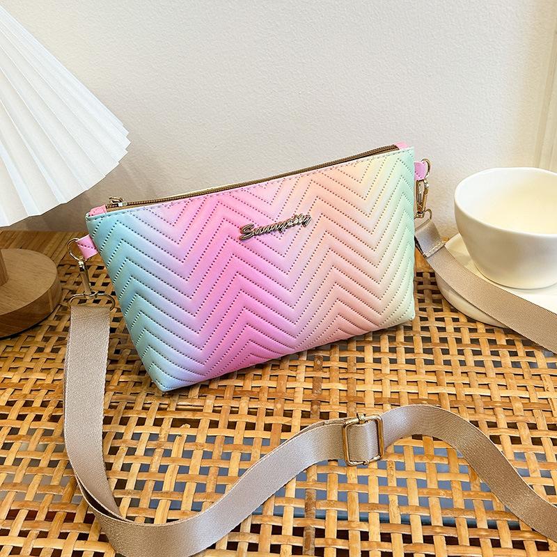 Torba na ramię w kolorach tęczy Nowa wysokiej klasy torba na telefon komórkowy Damska koreańska wersja damskiej małej torebki crossbody na ramię