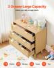 3 Drawer Rattan Dresser, Modern Closet Dresser for Bedroom, Natural Rattan Chest of Drawers with Metal Handles & Wooden Legs, Chest Clothing Organizer