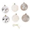 6PCS Velvet Xmas Balls Set 3.1 Inch PVC Flocked Hanging Xmas Ball Tree Ornament Decoration for Holiday Party Decor