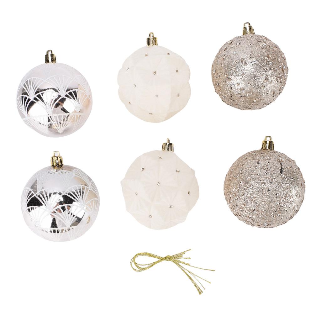 6PCS Velvet Xmas Balls Set 3.1 Inch PVC Flocked Hanging Xmas Ball Tree Ornament Decoration for Holiday Party Decor