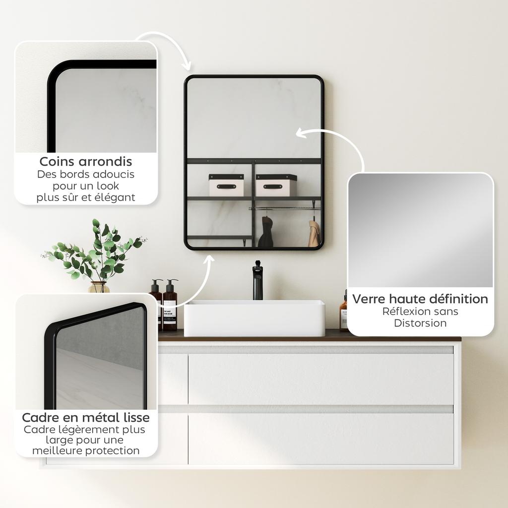 Rectangular Wall Mirror with HD Glass - Black