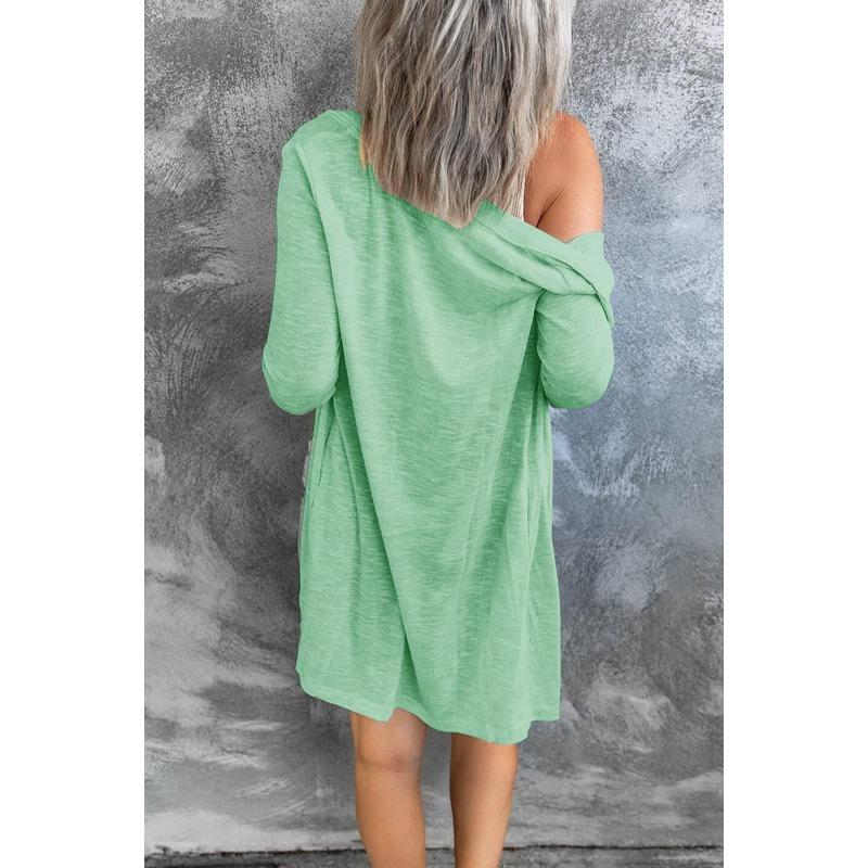 Spring Autumn Women's Plus Size Cardigan Solid Color Casual Long Sleeve Long Button Cardigan