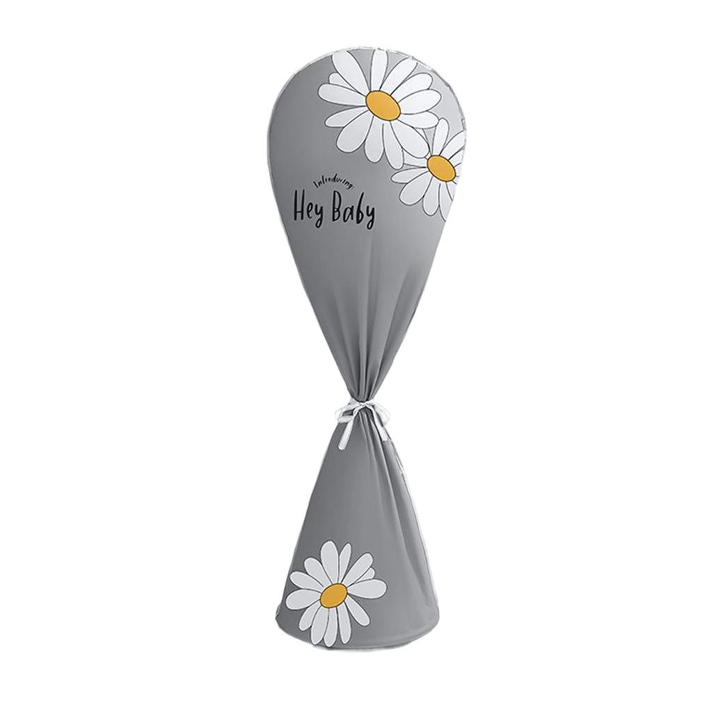 Copri ventilatore in tessuto grigio con stampa floreale a cartoni animati e chiusura con coulisse