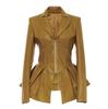 Chic Spring 2026 Women's Leather Jacket - Stylish Waist-Cinched Slim Fit in Solid Color