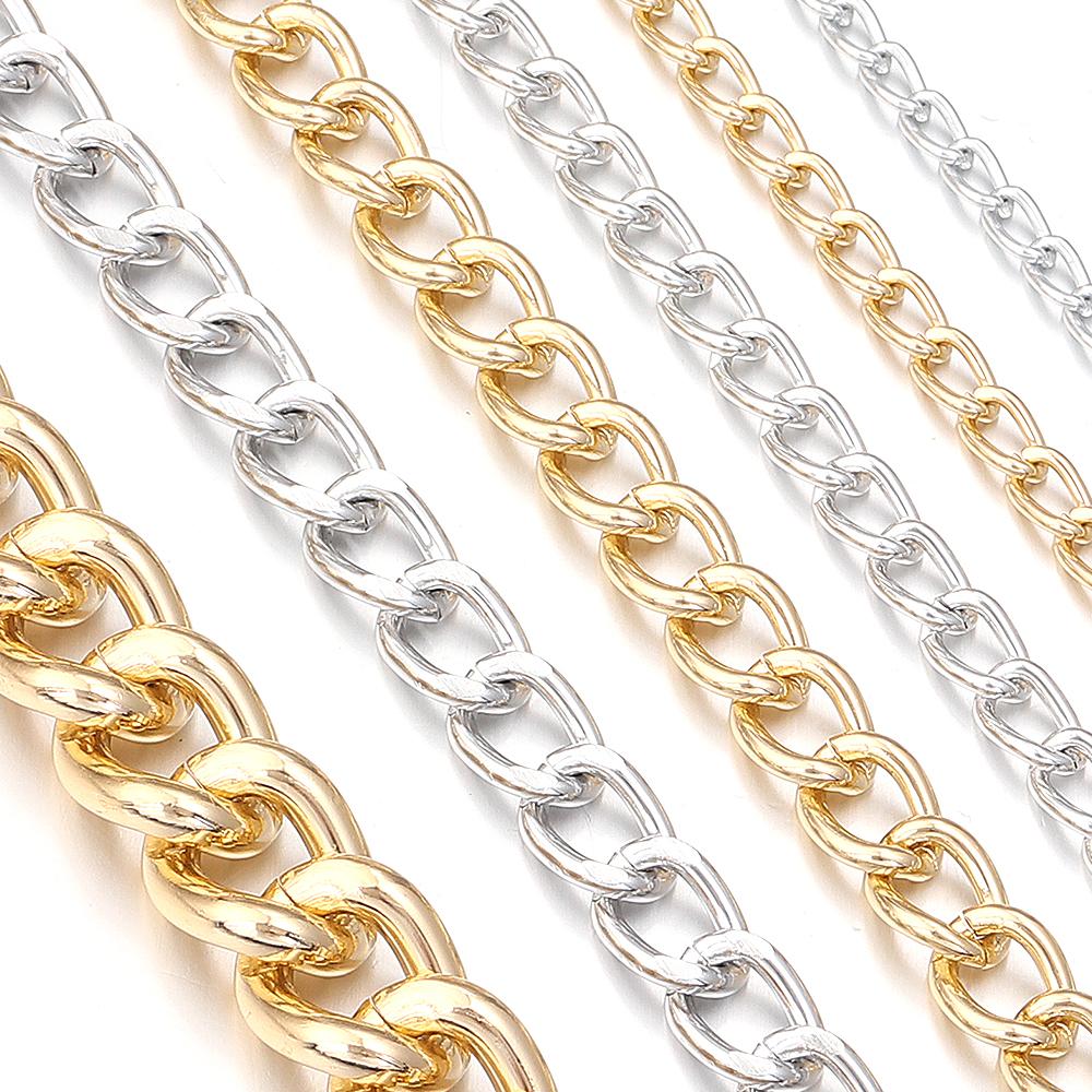 2-5 Yards/Rolle Aluminiumketten Verdrehte Ketten Großhandels Gliederkette Für DIY Armband Halskette Kette Schmuckherstellung Zubehör
