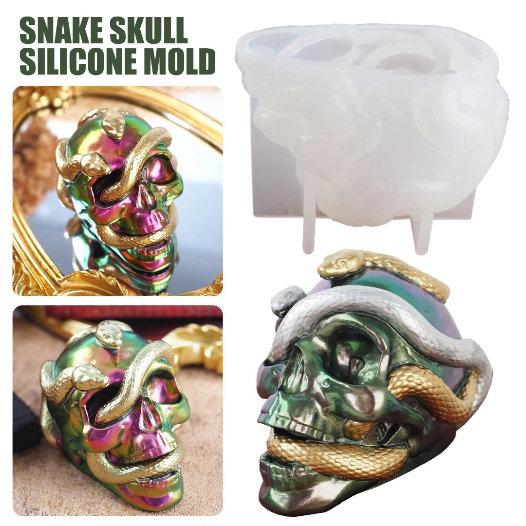 

PDTO 3D форма для свечи со змеиным черепом, форма для мыла, форма для эпоксидной смолы, форма для шоколадных конфет на Хэллоуин