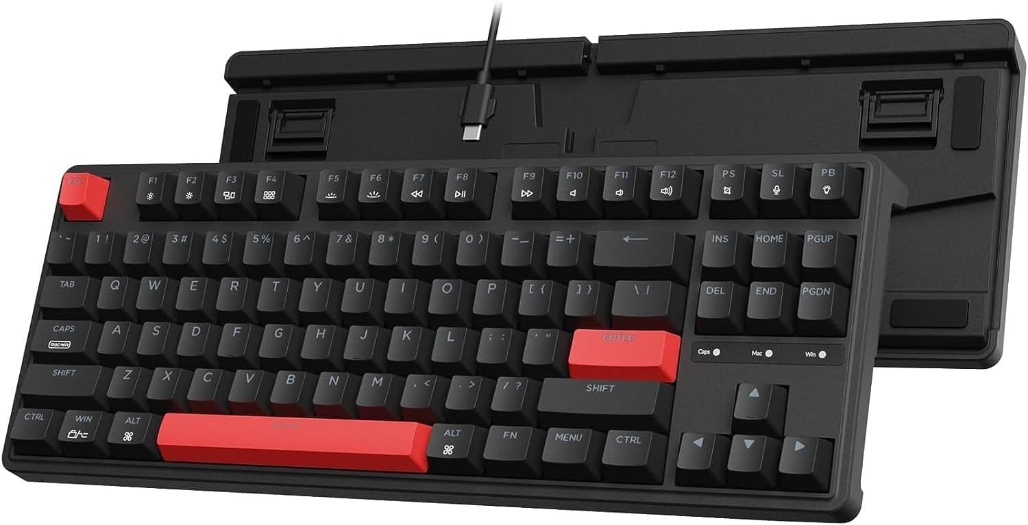 

C3 Custom Gaming Compact Tenkeyless LED Mechanical with Mac Windows Linux K Pro Brown [Keychron Pro] Keyboard, Layout/US Layout/Red Backlight/Wired