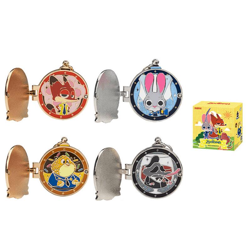New POP MART Zootopia Double Layer Metal Badge Photo Frame Pendant Blind Box Products Single Mystery Box/Full Box 4 Pcs PPMT-2407-0054