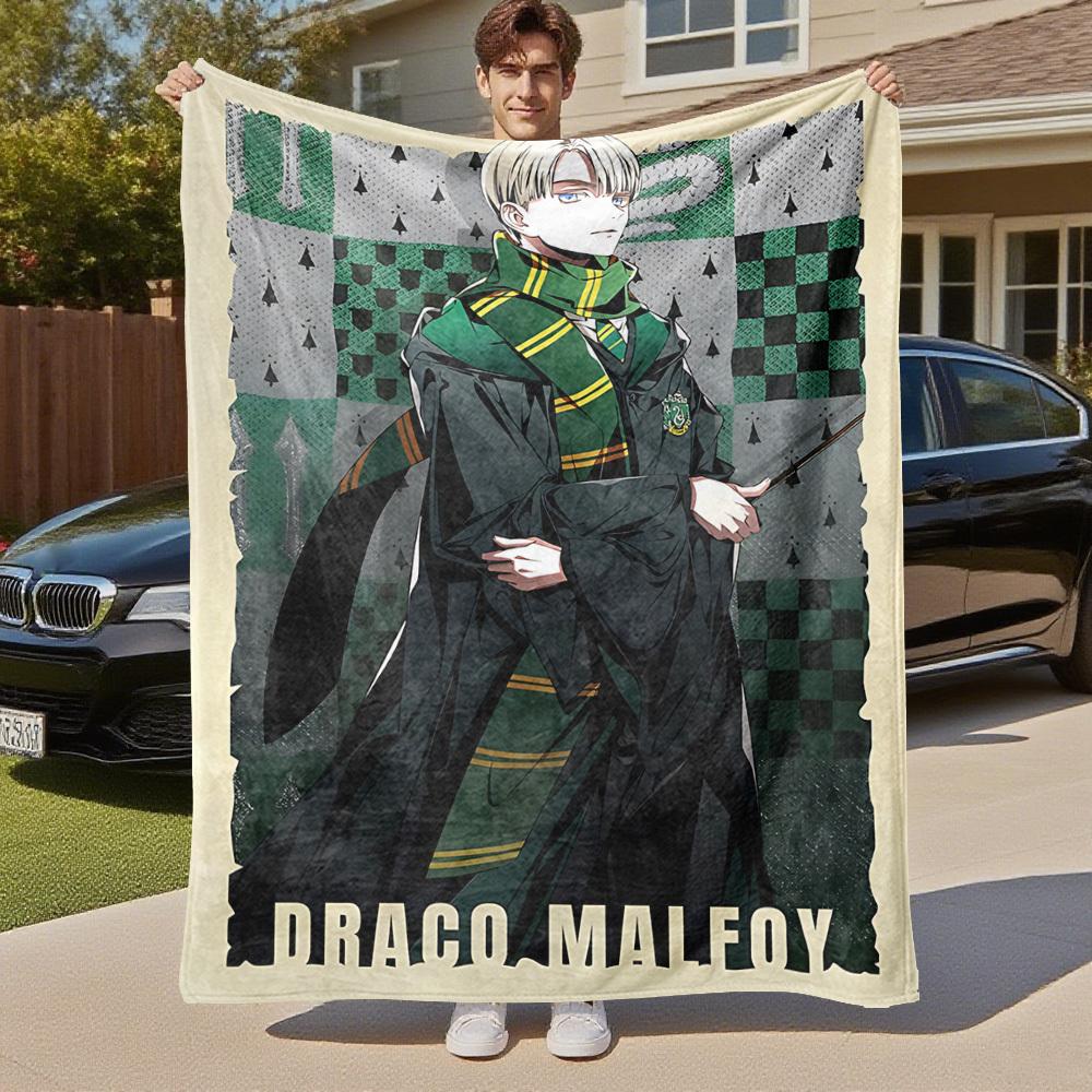 1pc Slytherin House Green Robe Wand Outdoor Flannel Throw Blanket All Season Soft Warmth,Home Decor 1031249