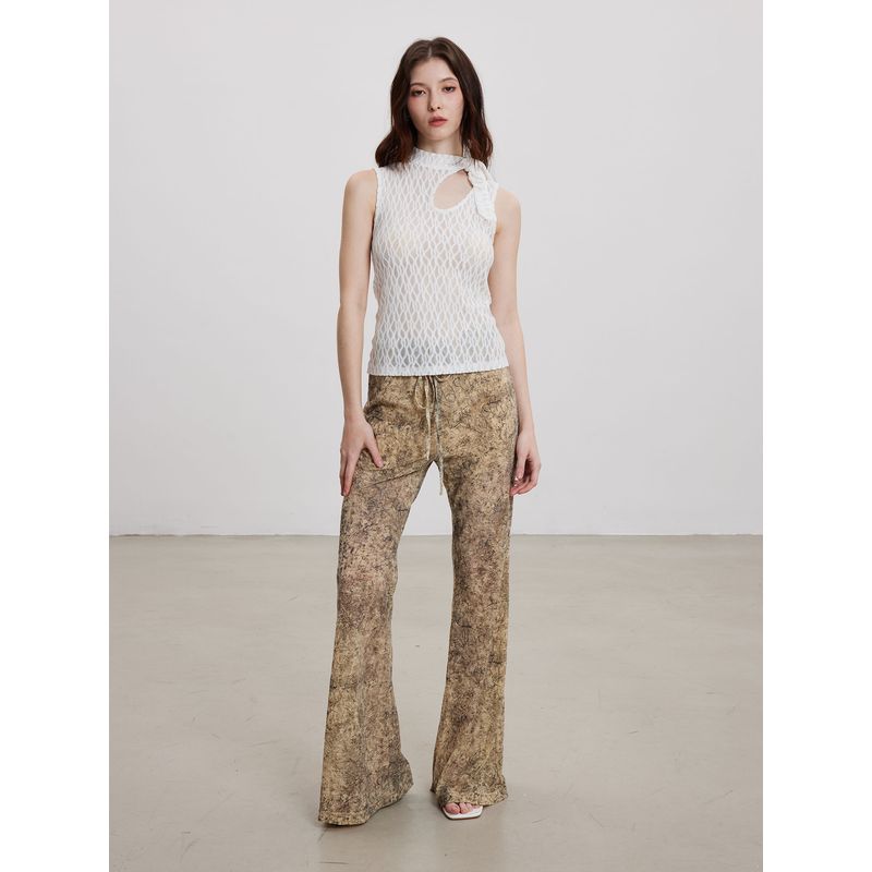 Thelight2025 Spring/Summer New Snakeskin Subculture Print Micro-Pull Casual Pants Women Gyaru Breathable Elastic Waist