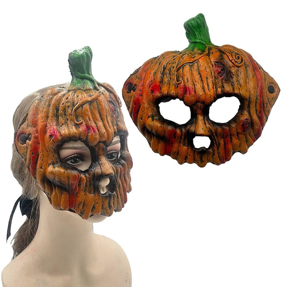 Kreativita Halloweenská dýňová maska Realistická maska na půl obličeje Halloweenská cosplay maska Vánoce