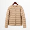 Nouvelle veste en duvet femme doublure légère et fine col court sans col manches longues porter chaud col rond fin léger haut
