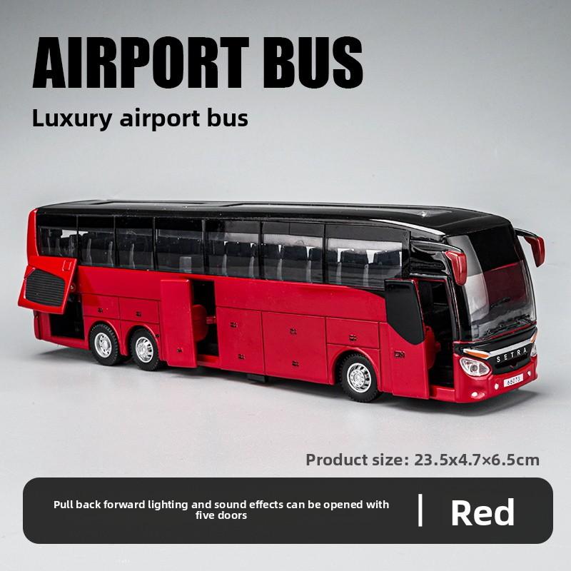 Maßstab 1/32 Druckgusslegierung SETRA Luxusbus Modell Kinderspielzeugauto Geschäftsreisebus Pull-Back Sound und Licht Miniatur