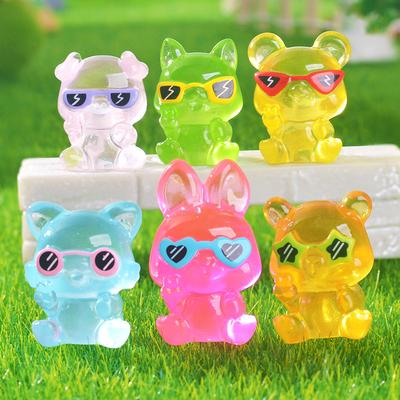 Sunglasses Animal Garden Glow-in-light Small Ornaments Cute Little Rabbit Bear Resin Accessories