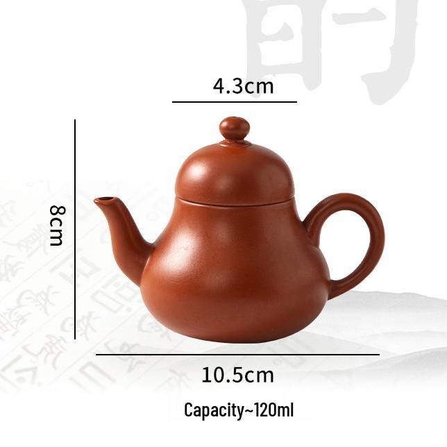 Chaozhou Red Clay Hand-Pulled Eggplant Gourd Gongfu Teapot - Small Capacity for Household Tea Brewing