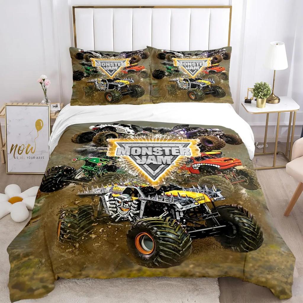 Cartoon Monster Truck All Season Duvet Cover Comforter Bedding Sets Soft Quilt Cover and Pillowcases SingleDoubleQueenKing