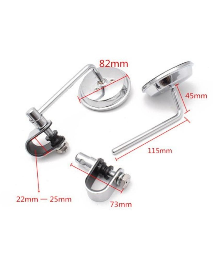 To all Gennie Motorcycle Mirror, Round Mirror, 8mm Left and Right Set, Harley Chopper Bobber (Black)