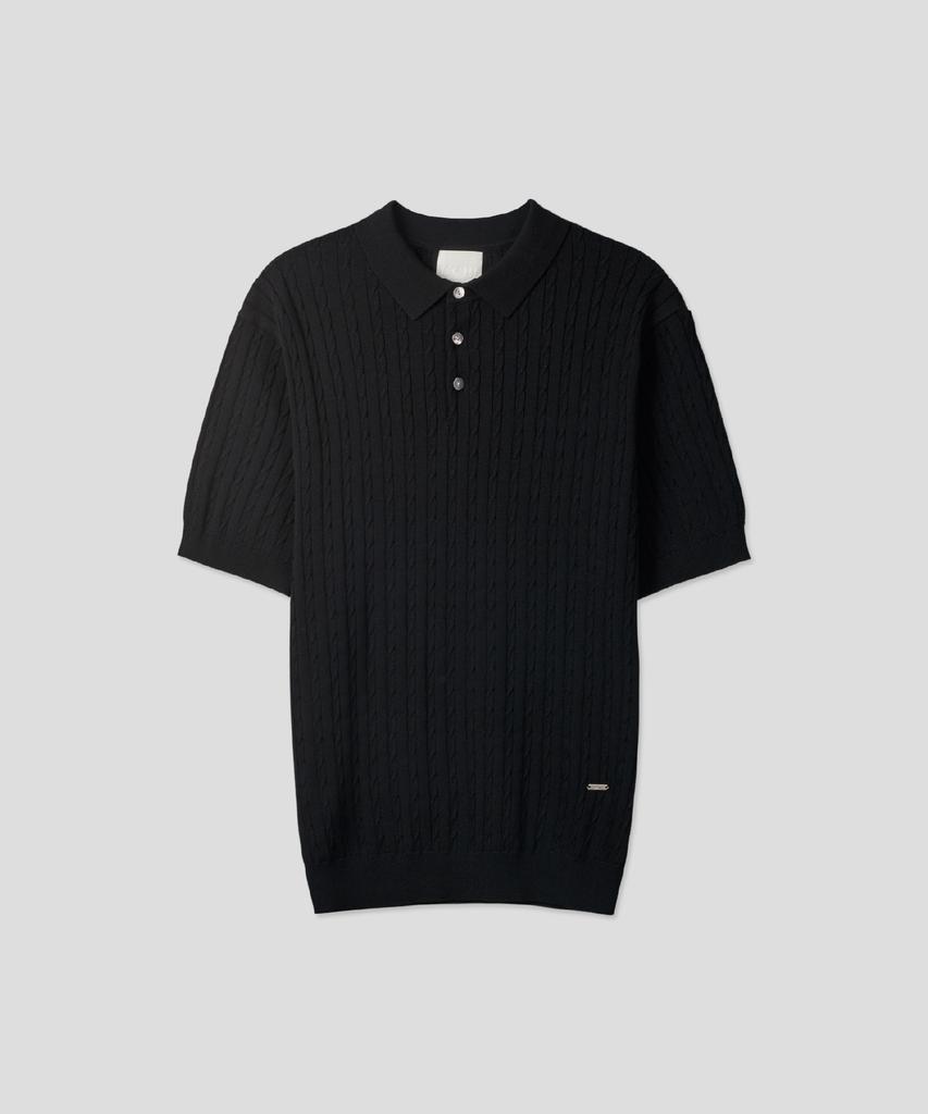 Ssei Standard Cable Collar Short Sleeve Knit Black