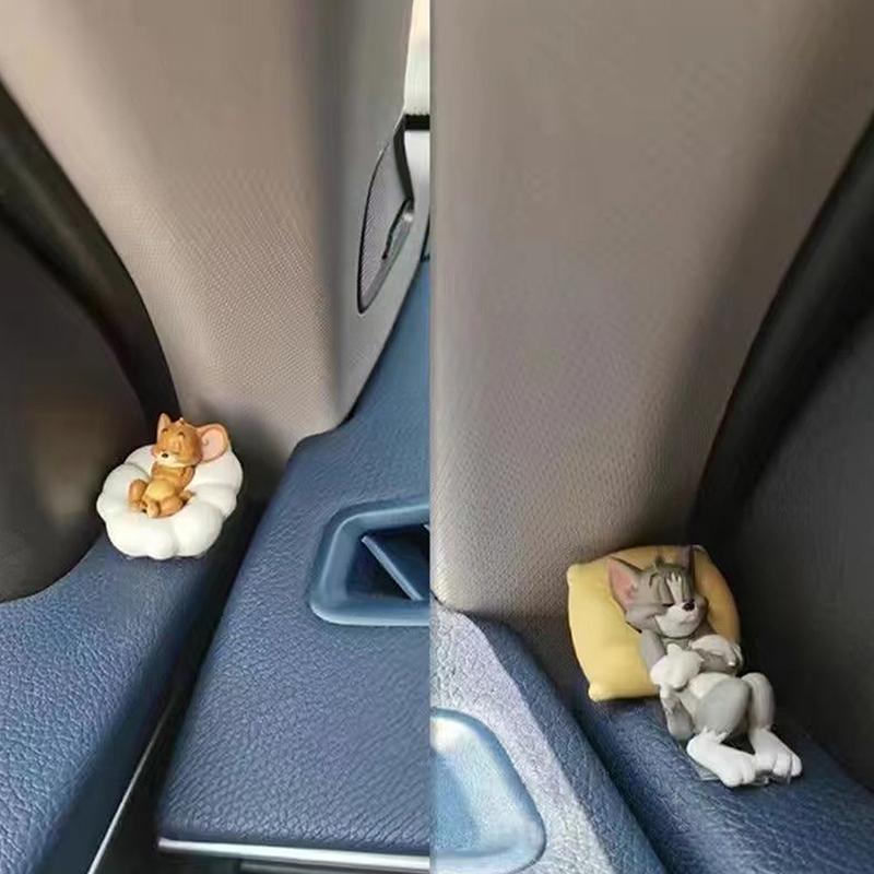 Sleeping Tom And Jerry Pillow Tom Cat Mouse Car Ornament Cute Desk Decorations Adorable Figurines Collectible Playful Ornaments
