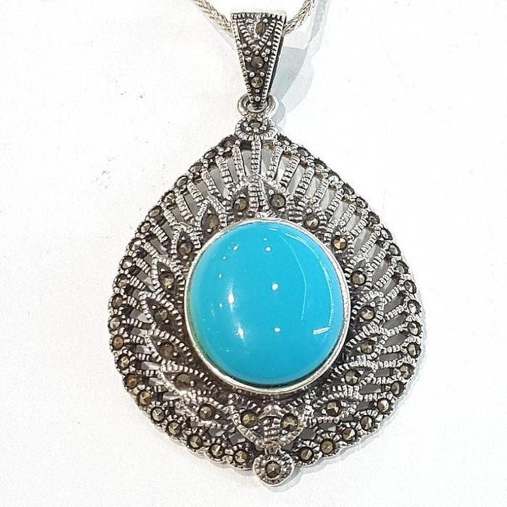 

[Bluek] Turquoise Synthetic Stone Pendant 220911-20 Birthstone (S9036823) basic