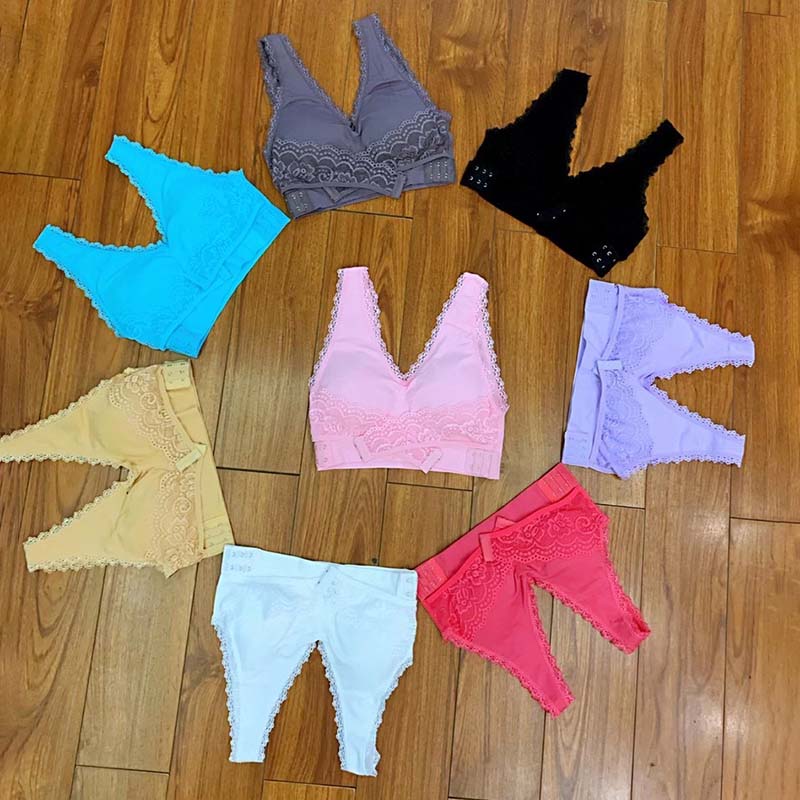 Big Size Bras Push Up Gather Lingerie Sexy Women Bra Front Clouse Lace Trim Sleep Wire Free Sports Bralette Brassiere