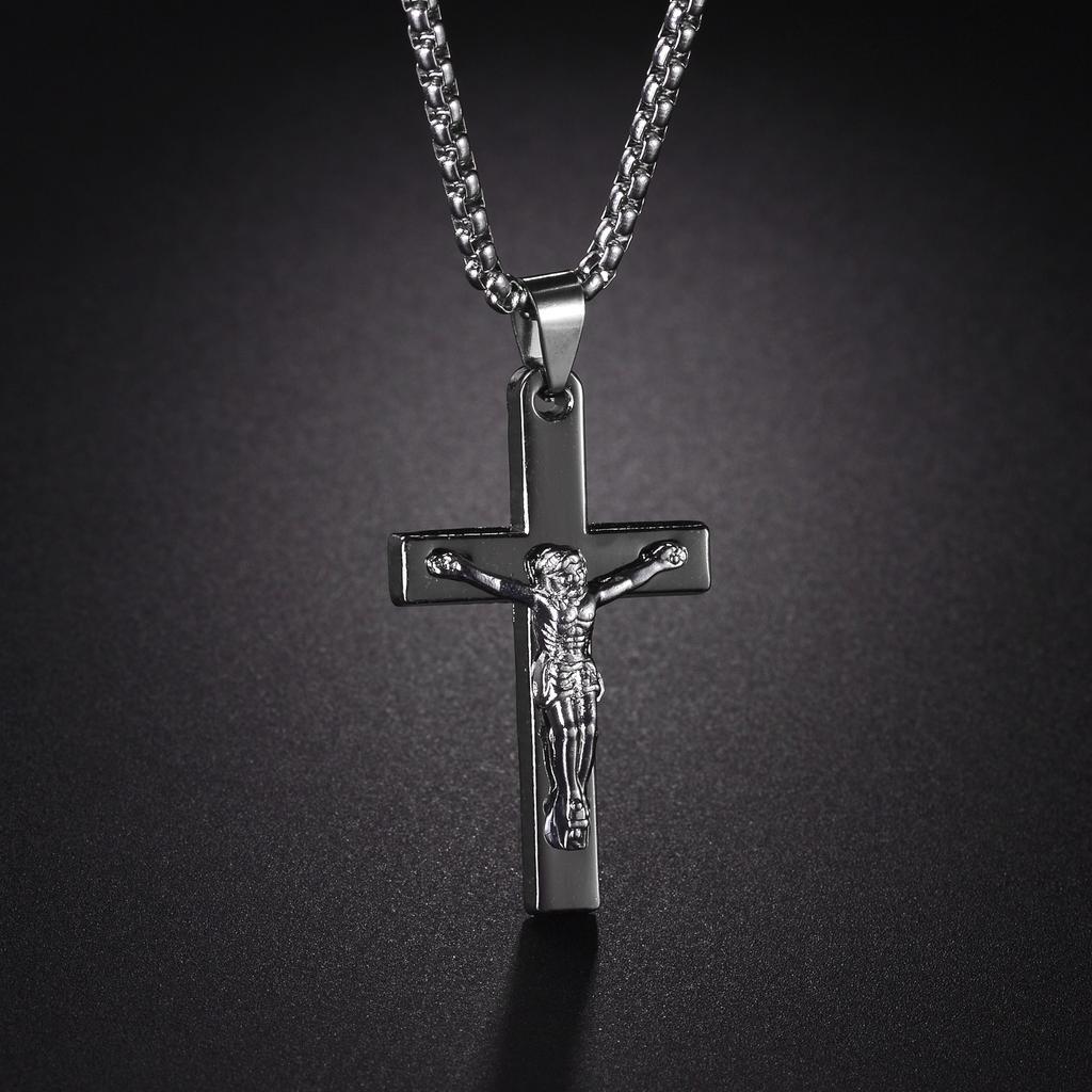 Christian Jesus Cross Necklace for Women Men Stainless Steel Chains Choker Religion Pendants Jewelry Prayer Baptism Gift