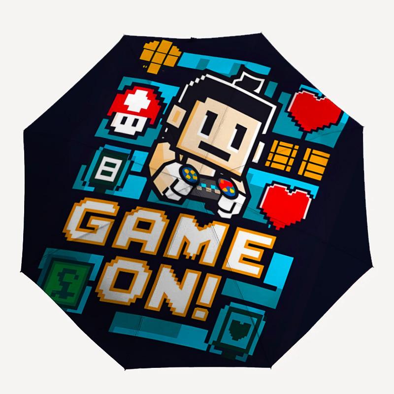 1pc Gamer PixelArt Automatic Open/Close Umbrella with Folding feature Compact Travel Umbrella, Lightweight design, for Commuting087