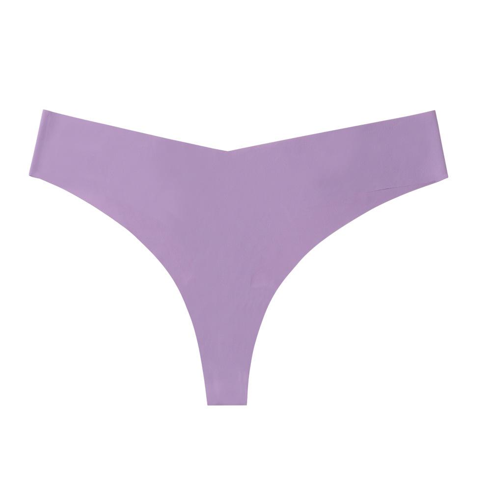 

European and American thong women s seamless ice silk one-piece nude sexy pure cotton quick-drying breathable underwear women s tback XL фіолетовий