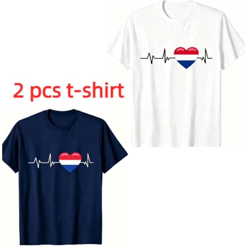 I Love the Netherlands Pattern Print Men's T-shirt Summer Men's and Women's Casual Fashion Tops Men's Short Sleeve T-shirt Oversize Clothing