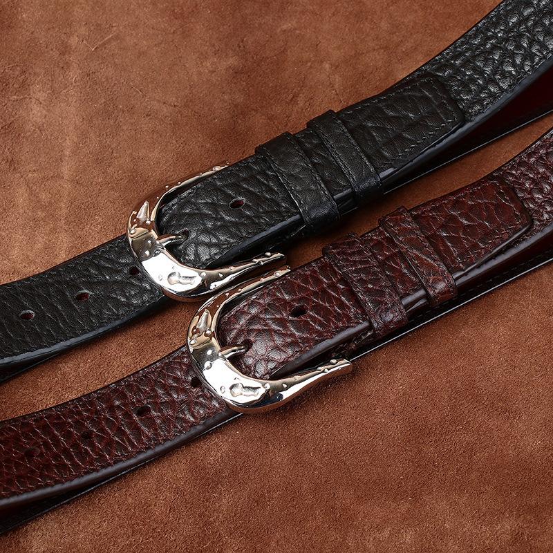 High-End Light Luxury Double-Sided Usable Bison Leather Pattern Belt Men'S Genuine Leather First Layer Cowhide Stainless Steel Men'S Business Belt