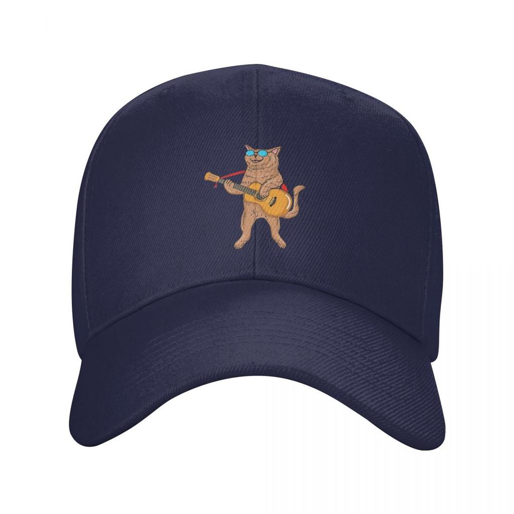 Rock Cat Playing Guitar Cartoon Guitar Cat Baseball Caps Snapback Men Women Hats Adjustable Cap Hip Hop Baseball Hat Casquette