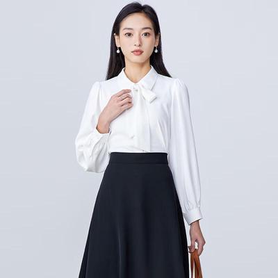 Women's Chiffon Bow Long Sleeve Professional Blouse