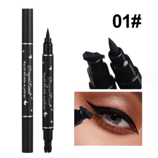 2 Head Double-Headed Black Liquid Eyeliner Pencil Triangle Seal Eyeliner 2 In 1 Waterproof Stamp Eye Liner 5 Types Pen Eye,student-friendly