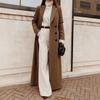 Womens Long Wool Blend Coat Winter Casual Oversized Trench Style Double-Breasted Outerwear