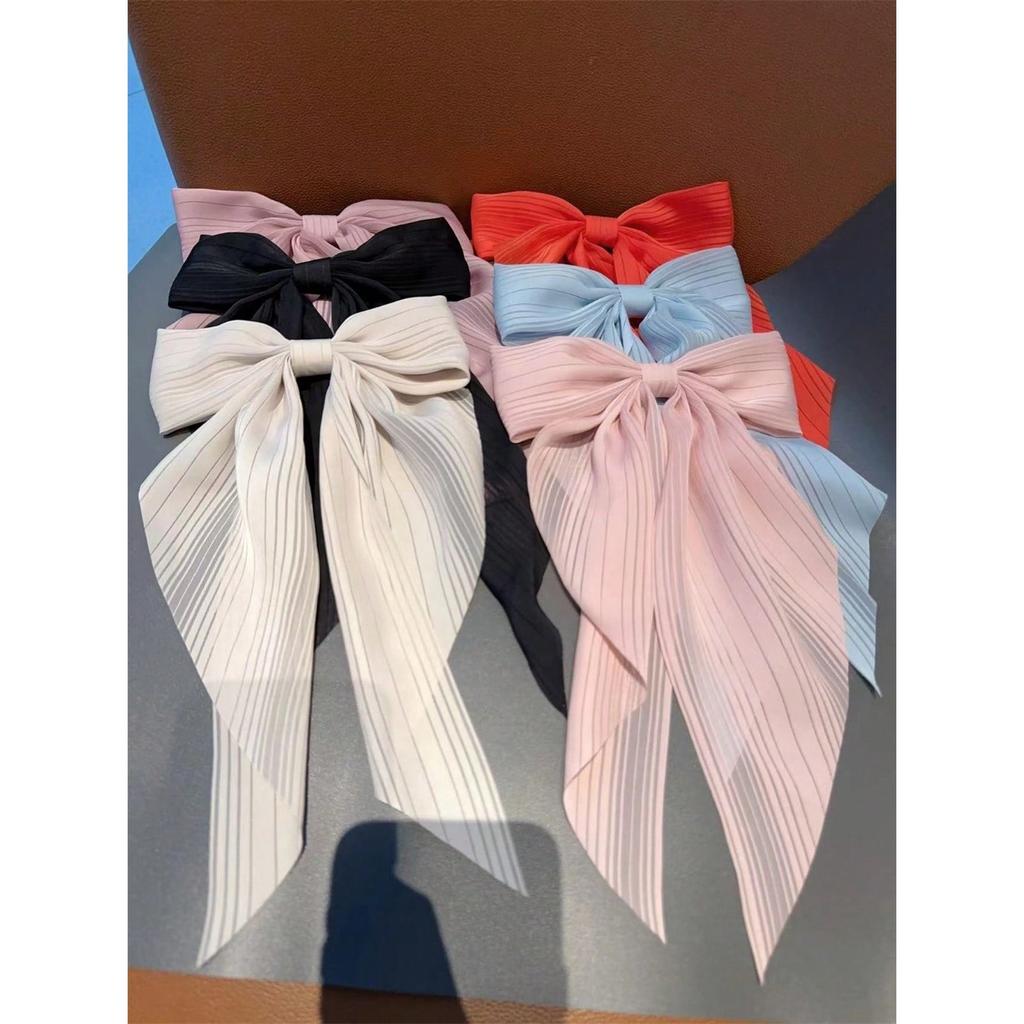 6 spring clip streamers bow hair clips for women