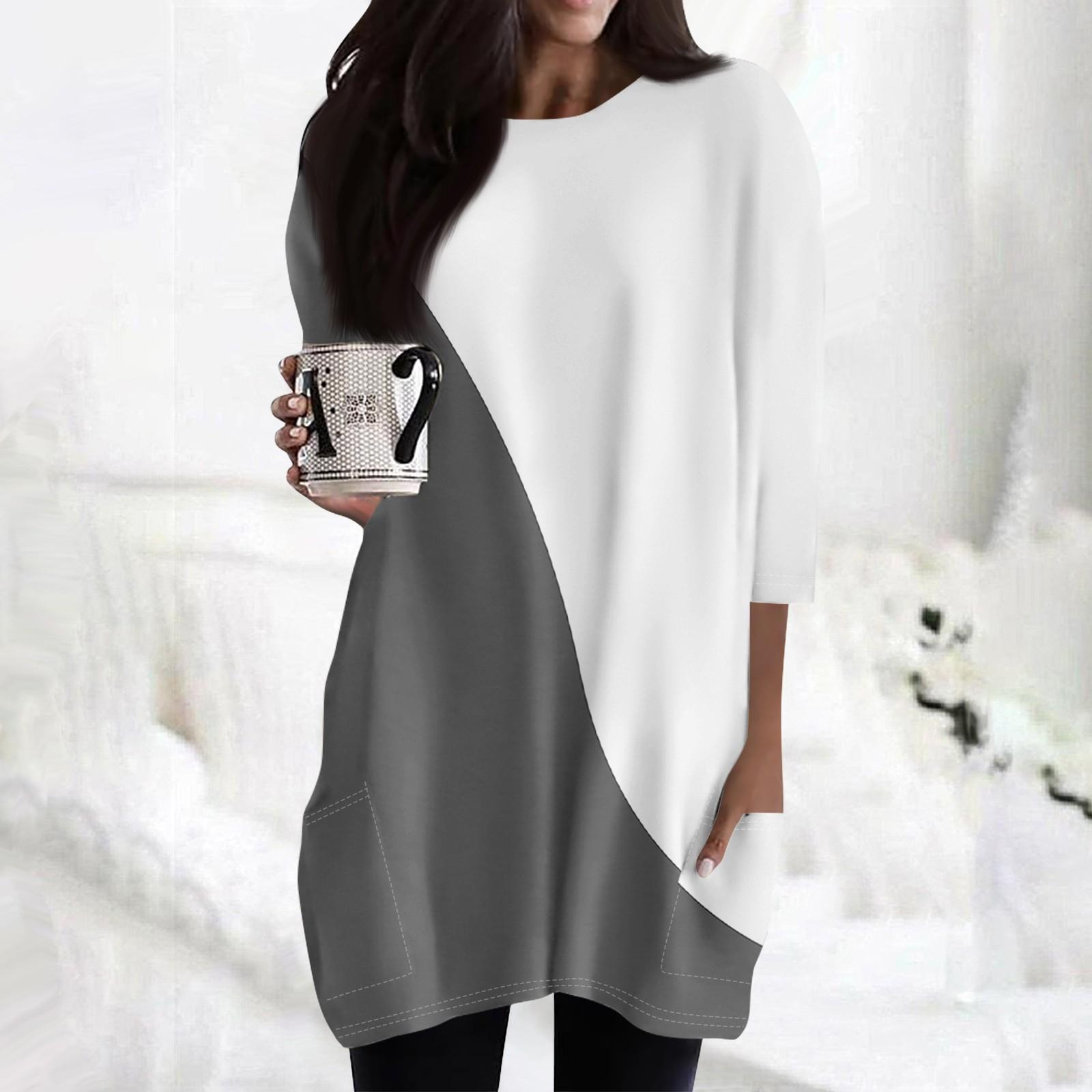 

Женские повседневные рубашки с рукавами 3/4, модные туники с принтом, топы с карманами XL