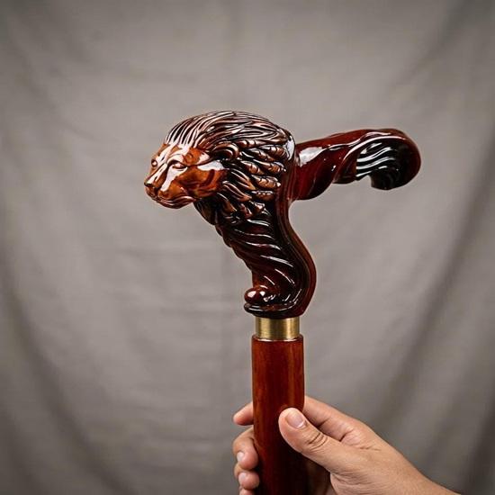 personalized Lion Head Walking Cane Wooden Walking Stick Handmade Gentlemen Cane  Style Gift for Men Decorative Mobility Stick