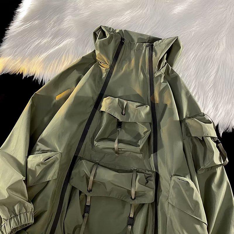 

Мужская модная водонепроницаемая куртка в американском стиле хип-хоп с множеством карманов для кемпинга на открытом воздухе и альпинизма - весна/осень XL (Height 165-180cm/Weight up to 75kg) зелёный