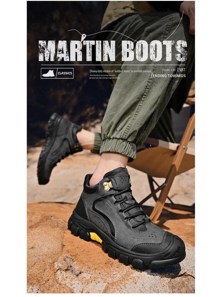 Men's Mid-Cut Plus Velvet Non-Slip Outdoor Hiking Shoes