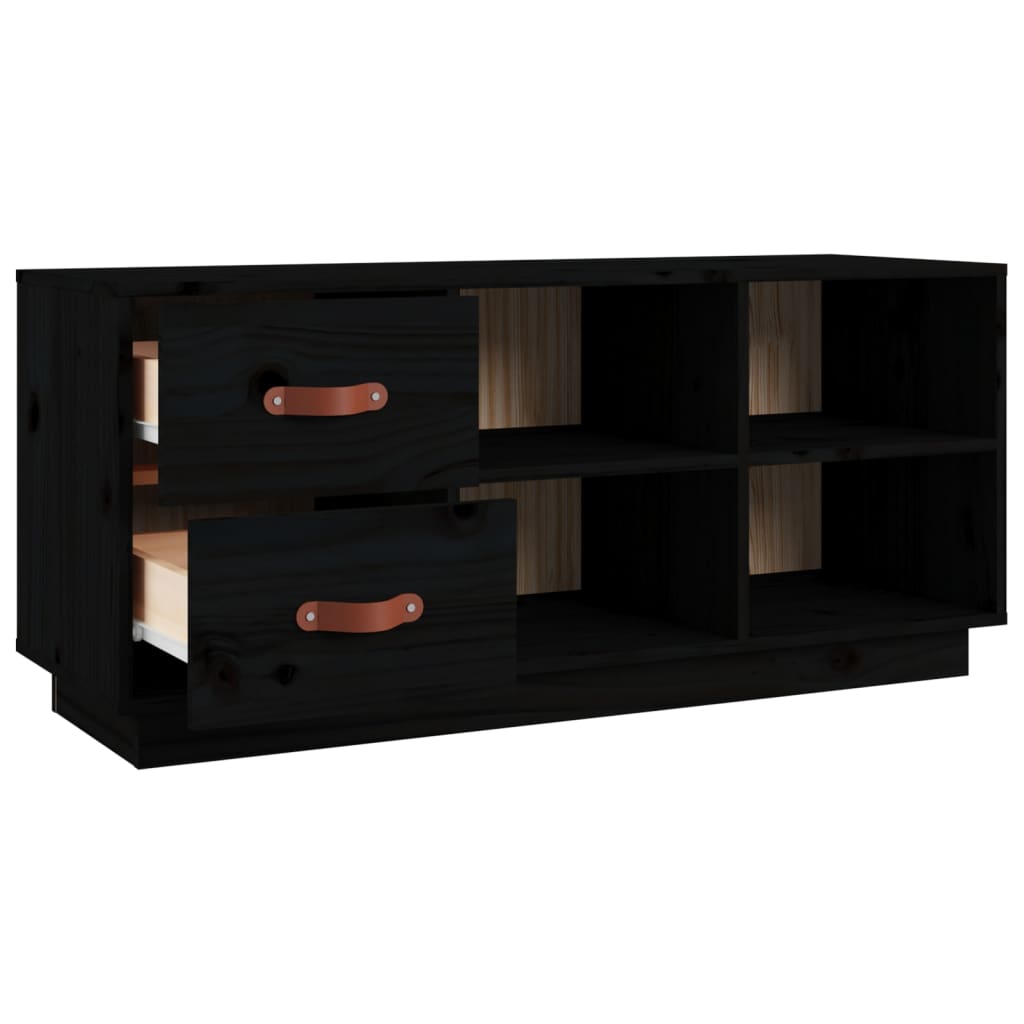 Shoe Bench Black 100x34x45 Cm Solid Pine Wood