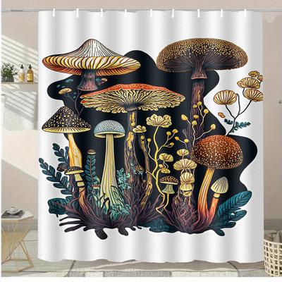 Mushroom World Washable Dirt-Resistant Shower Curtain Shower Head Waterproof Polyester Bath Curtain For Home Decor Accessories