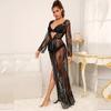 Sexy new perspective bathrobe black robe set lace lingerie