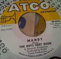 7inch Record BOYS NEXT DOOR - Mandy 456443 ATCO Records 1966 US Pop Used