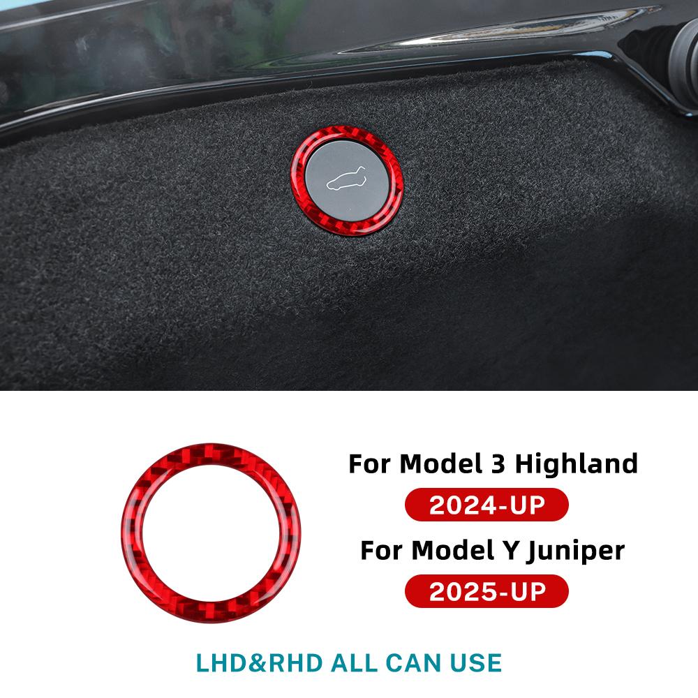 Real Soft Carbon Fiber Trunk Switch Button Frame Trim Sticker for Tesla Model 3 Highland 2025 Model Y Juniper 2025 Accessories