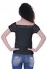 Moomaya Lace Sleeve Tops For Women Plain Boat Neck Tee Shirt