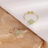 Hetian Jade Ring Temperament Guochao Passepartout Ring Simple, Fresh And Elegant Small Family Jasper Round Bead Open Ring