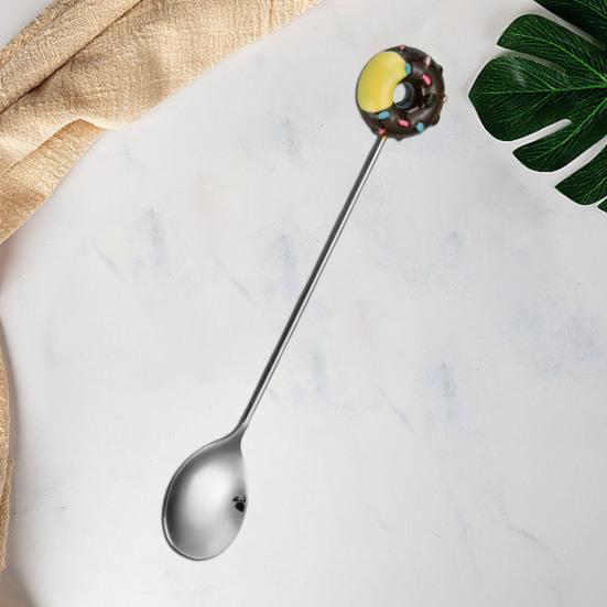 Cucchiaio da caffè in acciaio inossidabile con manico lungo, cucchiai da dessert, cucchiaini da tè creativi a prova di ruggine, per ristoranti di casa