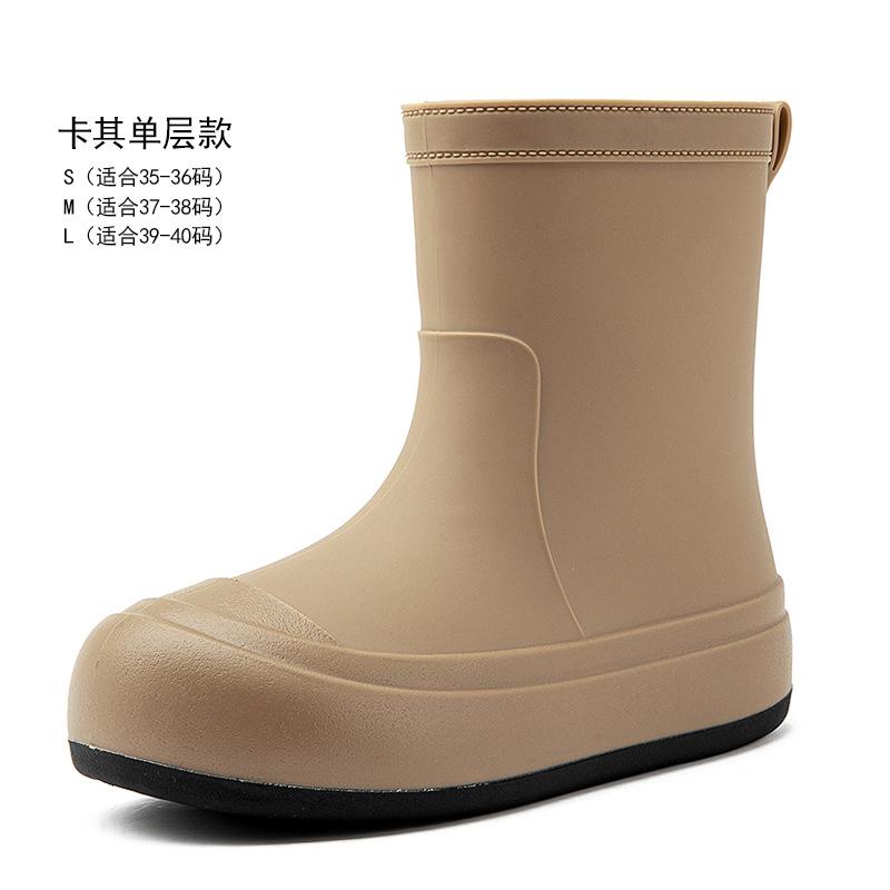 Fashion Women's Rain Shoes Wear Waterproof and Non-slip Cotton Warm Rain Boots Thick-soled Wear-resistant Rubber Shoes